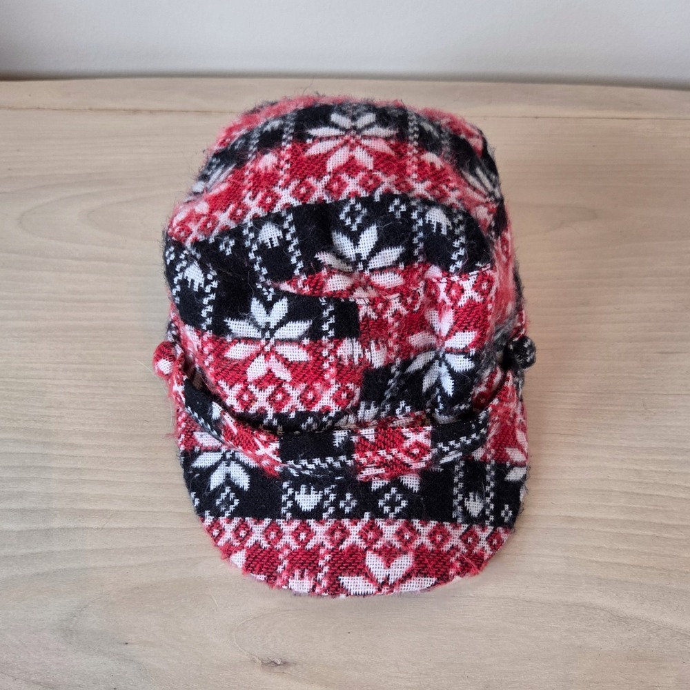 David & Young Fair Isle Knit Newsboy Hat Plaid Snowflake Winter Cap Brimmed - Picture 3 of 6